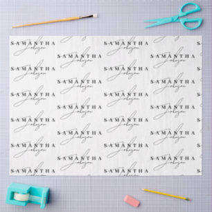 Elegant Black & White Signature Script  Tissue Paper
