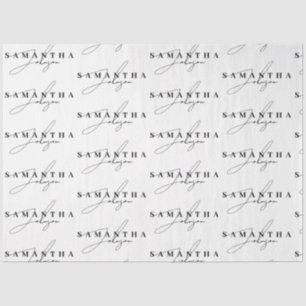 Elegant Black & White Signature Script  Tissue Paper