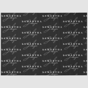 Elegant Black & White Signature Script  Tissue Paper
