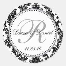 Elegant Black White Silver Damask Wedding