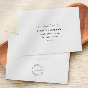 Elegant Black White Simple Address RSVP Wedding Envelope
