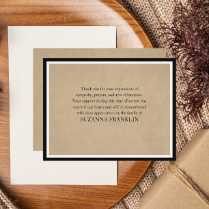 Elegant Black & White Simple Classic Funeral Grief Card