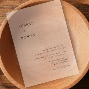 Elegant Black & White Simple Minimalist Wedding Acrylic Invitations