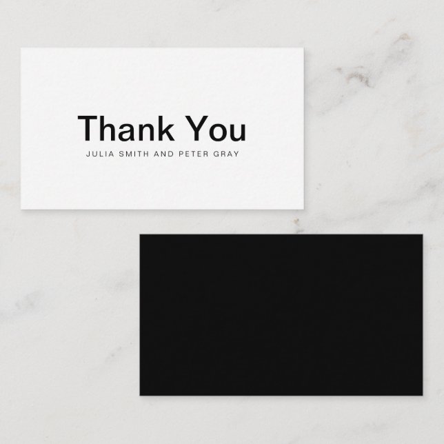 Elegant Black & White Simple Wedding Thankyou Card (Front/Back)
