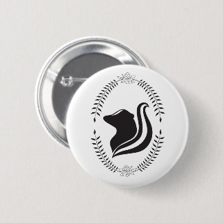 Elegant Black & White Skunk Cameo Silhouette  2 Inch Round Button