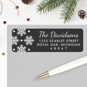 Elegant Black White Snowflake Return Address