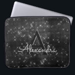 Elegant Black & White Sparkling Stars Monogram Laptop Sleeve<br><div class="desc">Elegant Black and White Sparkle and Shimmer Elegant Monogram Case. This case can be customized to include your initial and first name.</div>
