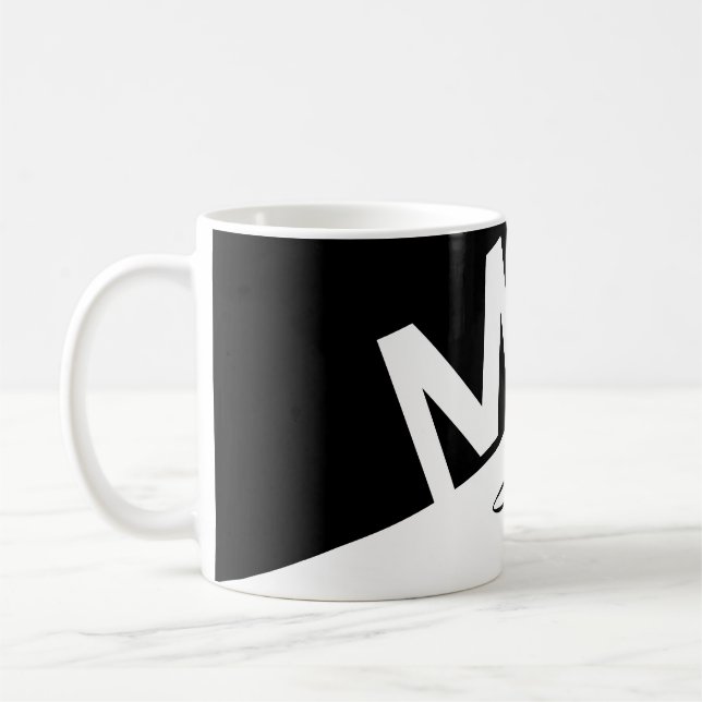 elegant Black & white split Monogram initials Coffee Mug (Left)
