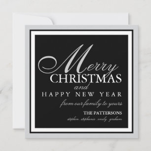 Elegant Black & White Square Holiday Photo Card