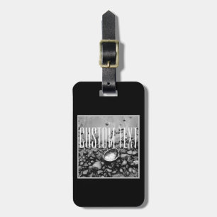ELEGANT BLACK WHITE STONE SHELL SAND BEACH PHOTO LUGGAGE TAG