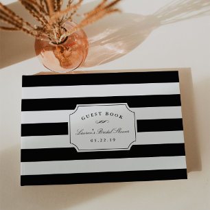 Elegant Black & White Stripe Bridal Shower Guest Book