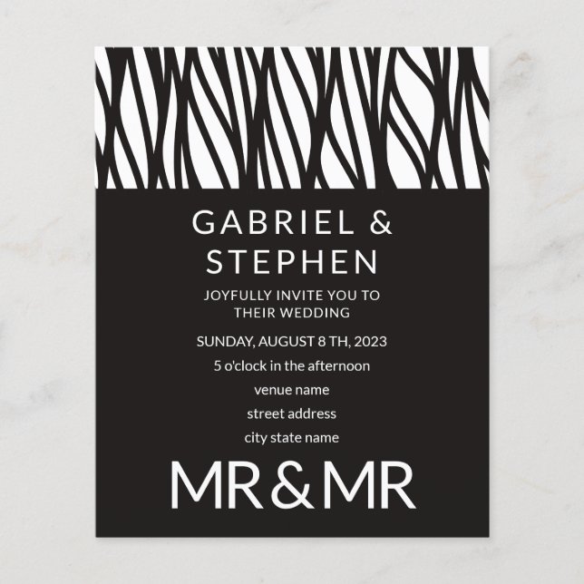 Elegant black white stripe typography gay wedding  flyer (Front)