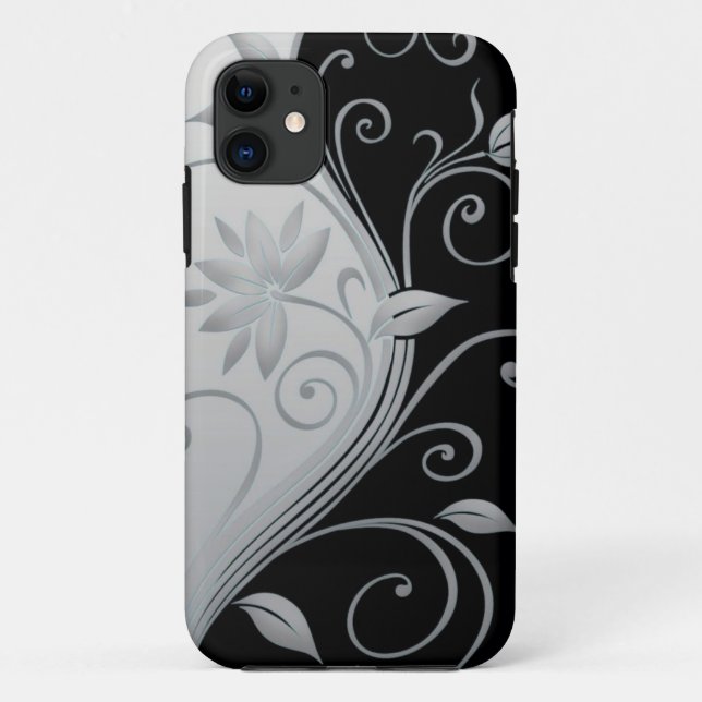 Elegant Black & White Swirl iPhone Case (Back)