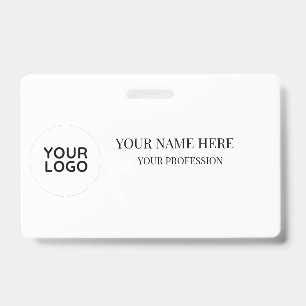 Elegant Black White Text Logo Profession Name Badge
