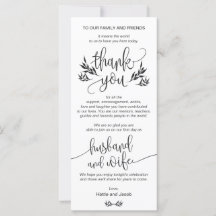 Elegant Black & White Thank You Place Setting Card