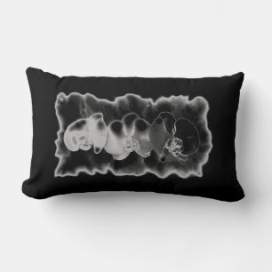 Elegant black white tropical orchids floral lumbar pillow