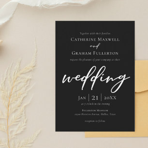 Elegant Black White Typography Minimalist Winter Invitation