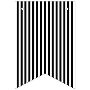 Elegant Black White Vertical Lines Geometric Bunting Flags
