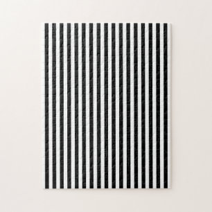 Elegant Black White Vertical Lines Geometric Jigsaw Puzzle