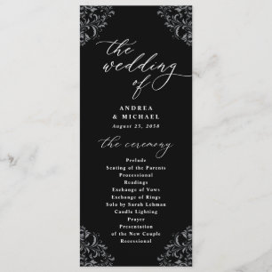 Elegant Black & White Vintage Classic Wedding Program