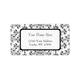 Elegant Black White Vintage Damask Address Labels