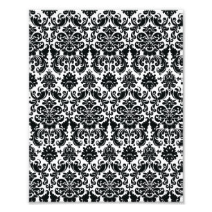 Elegant Black White Vintage Damask Pattern Photo Print