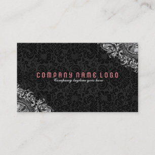 Elegant Black & White Vintage Floral Ornament 4 Business Card