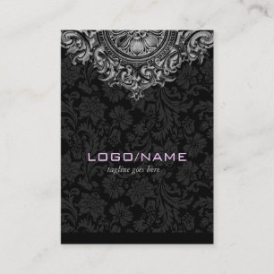 Elegant Black & White Vintage Floral Ornament Business Card