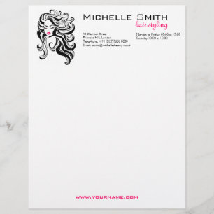 Elegant Black White Wavy Hairstyle Hair Extensions Letterhead