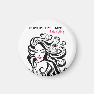 Elegant Black White Wavy Hairstyle Hair Extensions Magnet