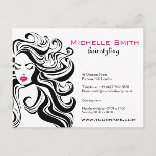 Elegant Black White Wavy Hairstyle Hair Extensions Postcard