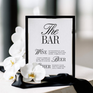 Elegant Black & White Wedding Bar Sign