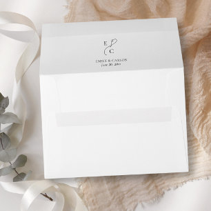 Elegant Black & White Wedding Couple Monogram Logo Envelope