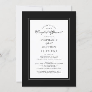 Elegant Black & White Wedding Couples Shower Invitation
