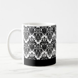 Elegant BLACK & WHITE Wedding Damask Mug