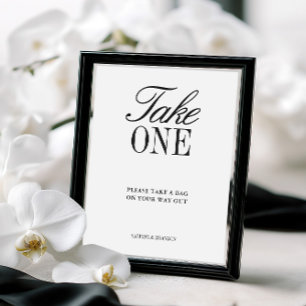 Elegant Black & White Wedding Favour Sign