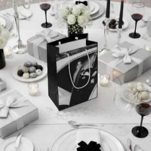 Elegant Black & White Wedding Gift Bag