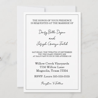 Elegant Black & White Wedding Invitation