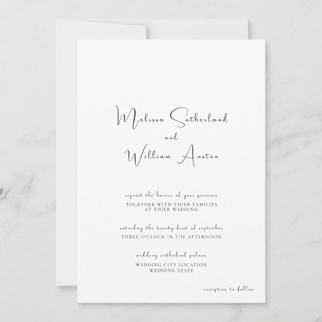 Elegant Black & White Wedding Invitation (Front)