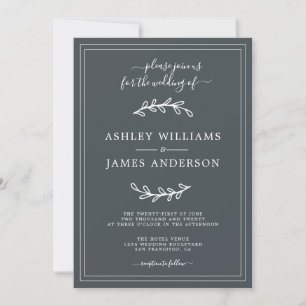 Elegant Black White Wedding invitation