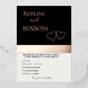 Elegant Black & white Wedding Invitation Rose Gold