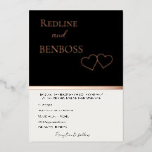 Elegant Black & white Wedding Invitation Rose Gold
