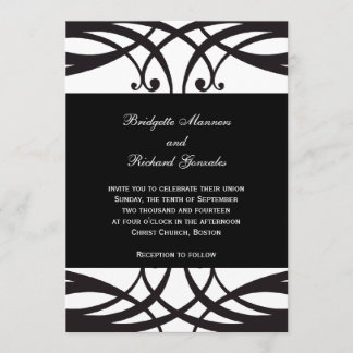 Elegant Black White Wedding Invitations Art Deco