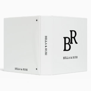 Elegant Black White Wedding Monogram Binder