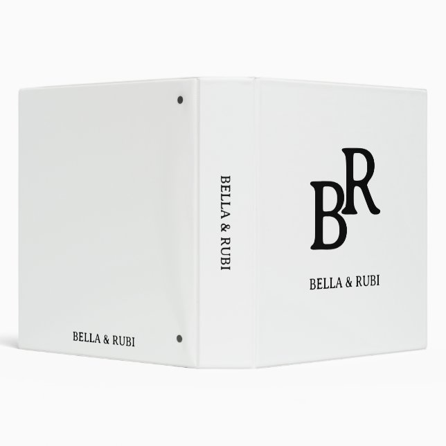 Elegant Black White Wedding Monogram Binder (Background)