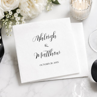 Elegant Black White Wedding Napkins