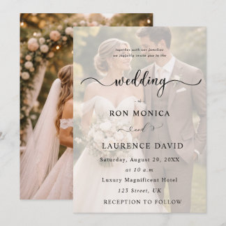 Elegant Black & White Wedding Photo Invite