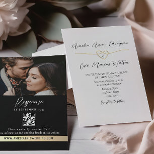 Elegant Black White Wedding QR Invitation