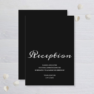 Elegant Black White Wedding Reception Enclosure Card