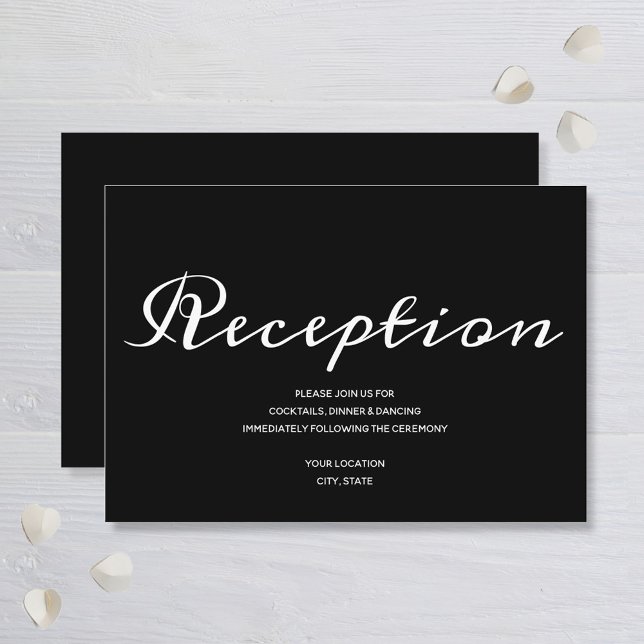 Elegant Black White Wedding Reception Enclosure Card (Creator Uploaded)